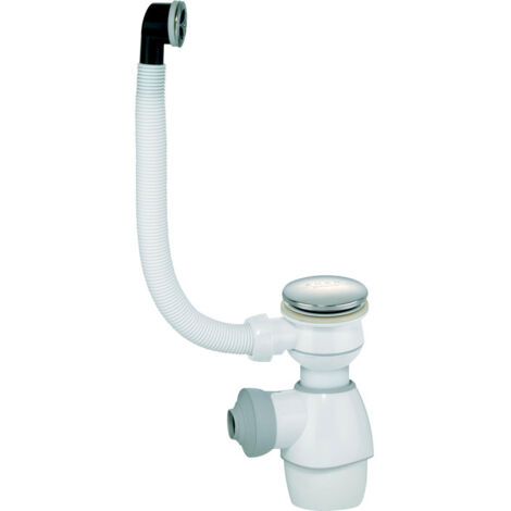 Wirquin Pro – Ensemble de vidage d'évier Quick-Clac avec bonde et trop-plein 300 mm – Débit 62,4 L/mn – Clapet chromé – Siphon inclus