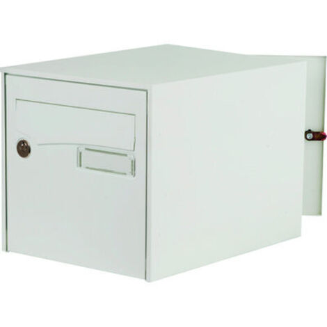Decayeux – Boîte aux lettres double face acier blanc – Fixation sur piquet ou encastrée – Serrure agréée PTT – 29.1 cm x 30.1 cm – 122421