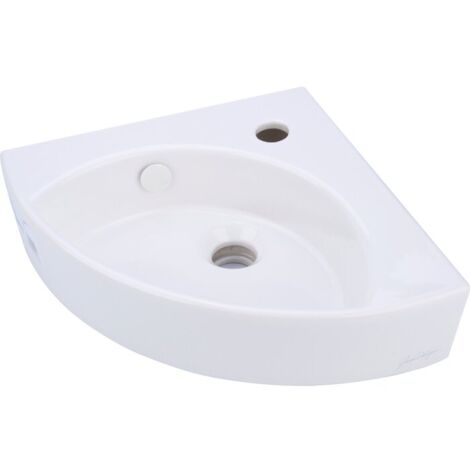 Jacob Delafon – Lave-mains d'angle 34 x 34 cm – Avec trou de trop-plein – Installation autoportante ou sur meuble – Lavabo moderne pour salle de bain