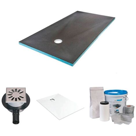 Receveur de douche à carreler - Wedi - 180 x 90 - kit complet à carreler avec bonde horizontale+ kit d'étanchéité + revêtement FundoTop Blanc (1/4)
