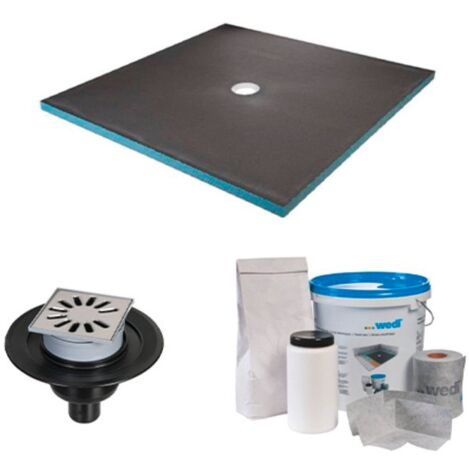 Receveur de douche à carreler - Wedi - 90 x 90 - kit complet à carreler avec bonde verticale et kit d'étanchéité (1/4)