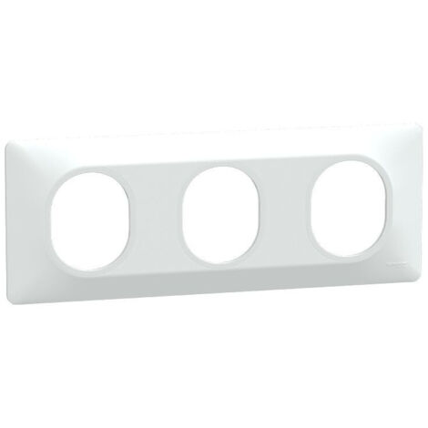 Schneider Electric – Plaque de finition 3 postes horizontale 71 mm blanche – Installation rapide à clipser – Pour mécanismes Ovalis – S320706
