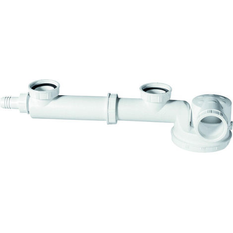 Wirquin Pro – Siphon de lavabo 2 bacs ultra-plat 95mm – Garde d'eau 50mm – Sortie orientable diamètre 40mm – Bouchon de dégorgement amovible - tre40mm