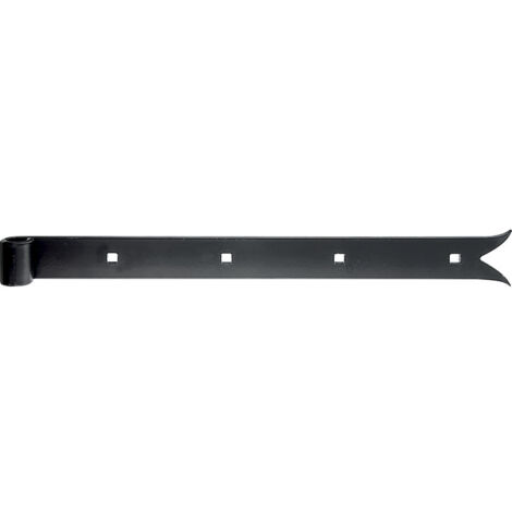 Penture de porte noire à queue de carpe 400mm – Acier brut plastifié – Diamètre trou 14mm – 4 trous de perçage – 306151 – Alberts