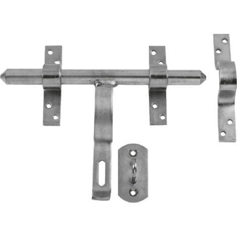 Afbat – Verrou vervelle cadenassable 16 mm – Acier zingué pour portails battants – Longueur 200 mm – Inclus porte-cadenas et gâche
