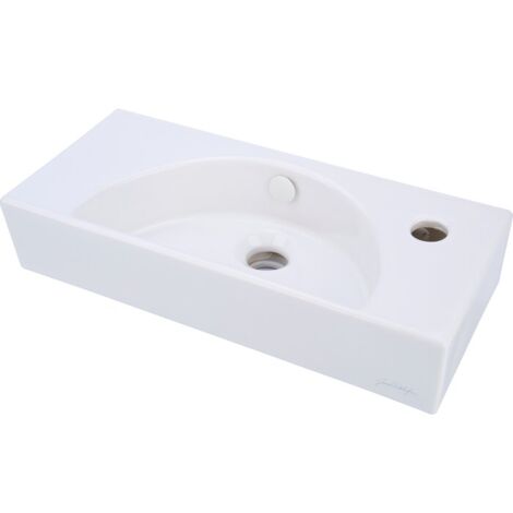Jacob Delafon – Lave-mains à poser 50 x 22,5 cm – 1 vasque droite – Percement robinetterie 1 trou – Surface lisse pour nettoyage facile