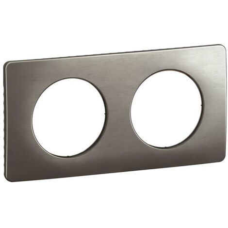 Legrand – Plaque de finition 2 postes CP1802 – Acier satinée – Installation horizontale/verticale – Compatible supports universels Batibox