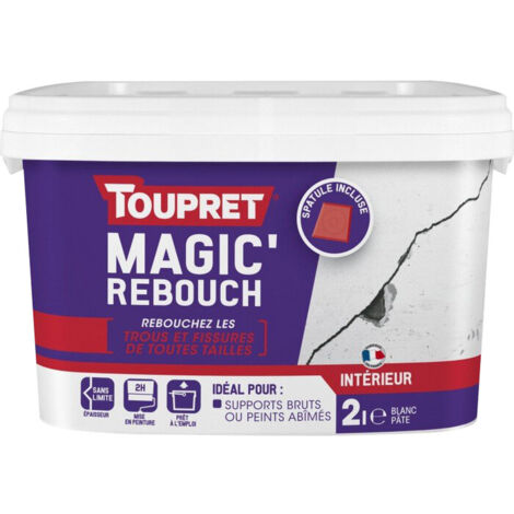 Toupret – Enduit de rebouchage extra blanc 2 L – Prêt à l'emploi pour intérieur – Application facile sur tous matériaux – Résultat invisible (1/4)