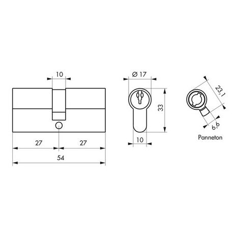 Cylindre 5 goupilles SA - Thirard - 27 x 27 mm