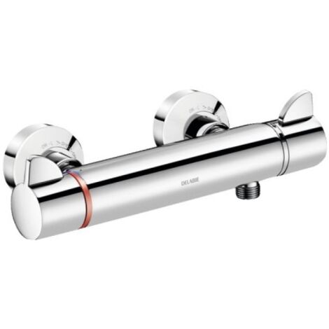 Delabie – Mitigeur thermostatique de douche – Corps en laiton chromé – Débit 9 l/min – Securitouch antibrûlure – Raccords muraux excentrés M1/2' et M3/4'