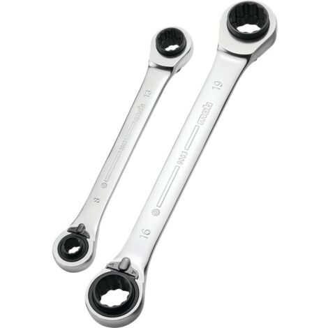 Jeu de 2 clés à cliquet 4x4 MOB 8 à 13 et 16 à 19 mm (1/2)