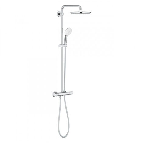 Grohe – Colonne de douche thermostatique – Finition chromée – Douche de tête orientable 390 mm – Mitigeur avec inverseur 2 jets – Technologie TurboStat (1/5)