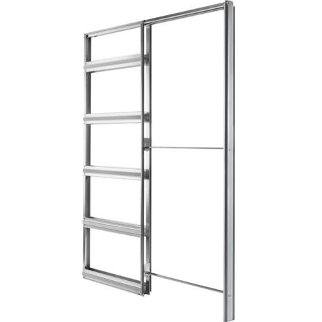 Châssis de porte coulissante simple 730x2040mm – Acier zingué renforcé – Compatible bois, verre, aluminium – Installation rapide sans perçage – Eclisse - FMEC0954PC073U204