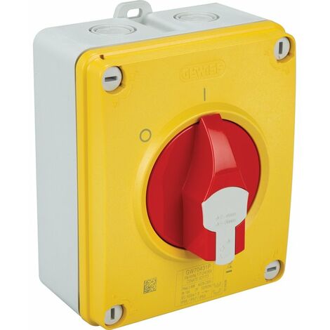 Gewiss – Interrupteur sectionneur haute puissance 16A 2 pôles – Indice de protection IP66/67/69 – Boîtier isolant cadenassable pour sécurité - GW70431P