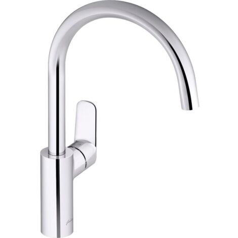 Jacob Delafon – Robinet cuisine col de cygne orientable – Hauteur sous bec 229 mm – Finition chromée – Économie d'eau avec butée éco (1/5)