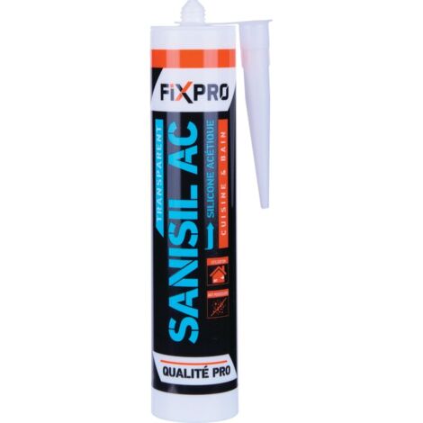 Mastic silicone - Sanisil AC - FIXPRO - Transparent - Vendu à l'unité (1/4)
