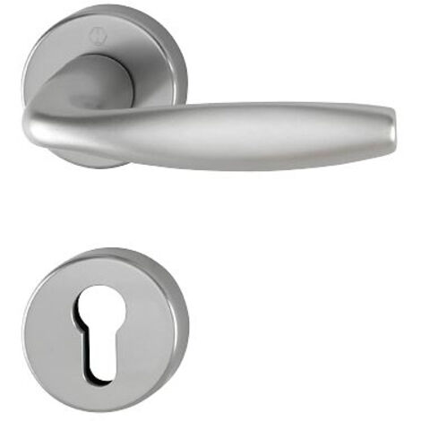 Hoppe – Poignée de porte sur rosace ronde – Aluminium inox mat – Résistance à la corrosion EN1670 Grade 4 – Installation facile
