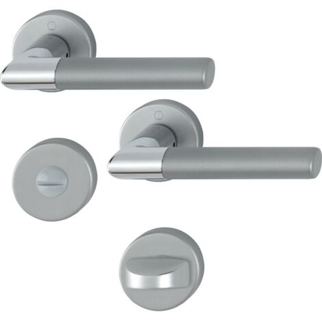 Hoppe – Garniture de porte en aluminium anodisé bi-couleur – Poignée de condamnation pour WC et salle de bain – Ø52 mm – 3895292