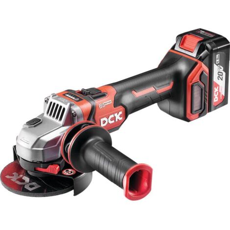 Meuleuse d'angle sans fil 20V – Moteur Brushless 1000W – 3 vitesses 4000/6500/9000 tr/min – Disque Ø 115 mm – 2 batteries 4,0 Ah incluses – DCK