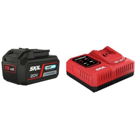 Kit batterie lithium-ion 20V Max 4,0 Ah avec chargeur rapide PWRJUMP – Technologie KeepCool pour autonomie prolongée – Compatible outils SKIL PWRCORE 20