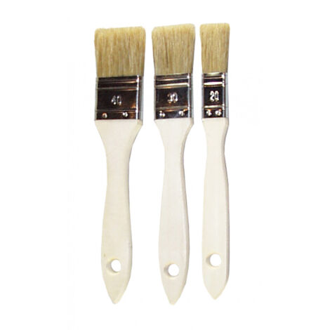 Nespoli – Lot de 3 pinceaux plats – Largeurs 20 mm, 30 mm, 40 mm – Fibres 100% soies – Manches en bois pour application fluide