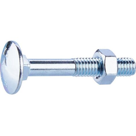 Boulon classique tête ronde collet carré TRCC – Ø 6 x 40/18 mm – Acier zingué anticorrosion – Boîte de 50 pièces pour assemblages mécaniques – Fix-Pro
