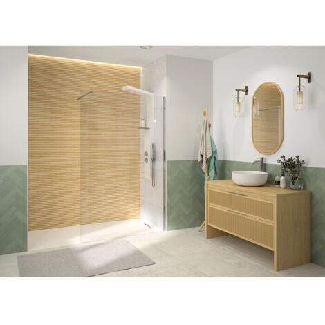 Paroi de douche fixe - KINEDO - Solo6 + - Verre transparent - Largeur 77 à 79cm (1/3)