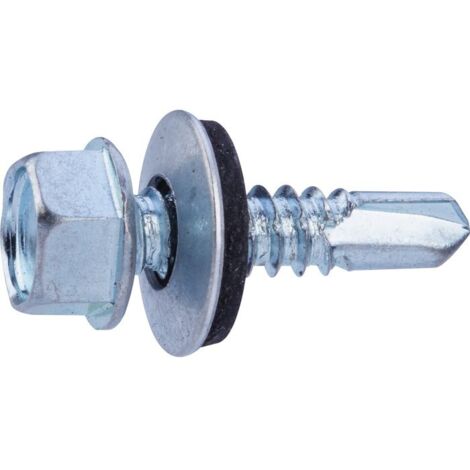 Vis tôle - Fixpro - Autoperceuse - Avec rondelle et joint néoprène - Tête hexagonale - Acier zingué - 6,3 x 25 mm - Boîte de 50
