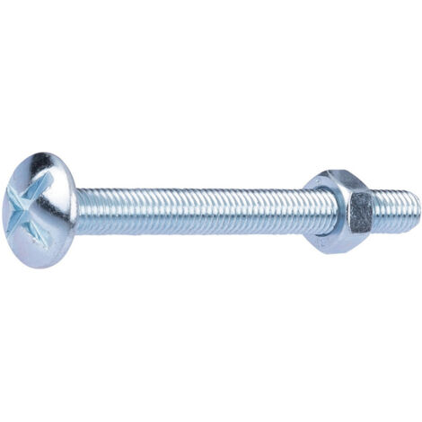 Boulon poêlier tête ronde large 8 x 80 mm – Acier zingué pour fixation profonde – Boîte de 25 pièces pour bois et métal – Fix-Pro