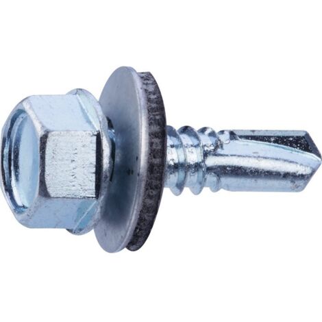 Vis tôle - Fixpro - Autoperceuse - Avec rondelle et joint néoprène - Tête hexagonale - Acier zingué - 6,3 x 22 mm - Boîte de 50