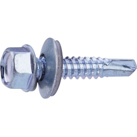 Vis tôle - Fixpro - Autoperceuse - Avec rondelle et joint néoprène - Tête hexagonale - Acier zingué - 6,3 x 32 mm - Boîte de 50 (1/3)
