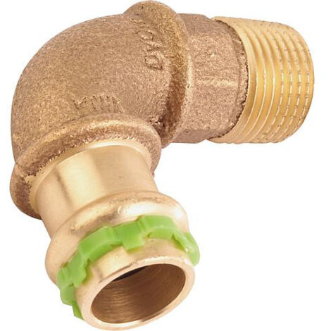 Raccord laiton coudé 90° à sertir - VSH SudoPress - Aalberts Integrated Piping Systems - Mâle conique 1' - diamètre 28 mm (1/4)