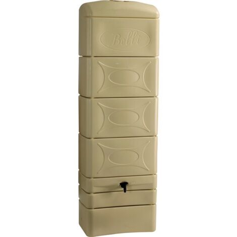 Récupérateur d'eau de pluie 300L beige – Fixation murale incluse – Robinet intégré – Couvercle anti-débris – Polyéthylène résistant UV – Bellijardin