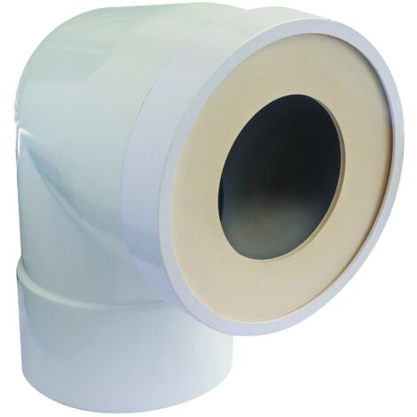 Pipe courte coudée plastique blanc D100m avec joint à lèvre néoprène (1/4)
