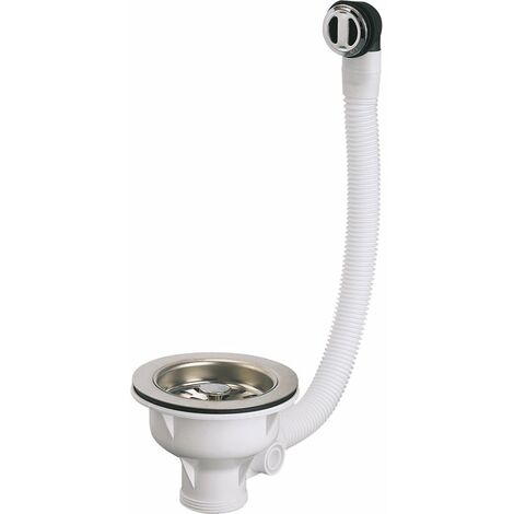 Valentin – Bonde évier manuelle 1 cuve diamètre 90 mm – Inox – Clapet coulissant pour évier épais – Débit 55 l/mn (1/10)
