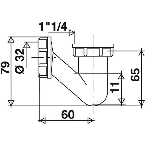 Siphon de bidet en V - 1'1/4 - diamètre 32 mm - Valentin