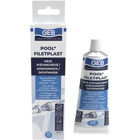 GEB – Pâte d'étanchéité pour eau potable 100g – Compatible avec PE, PVC, PP – Température de fonctionnement -70°C à +225°C – Pression 15 bars
