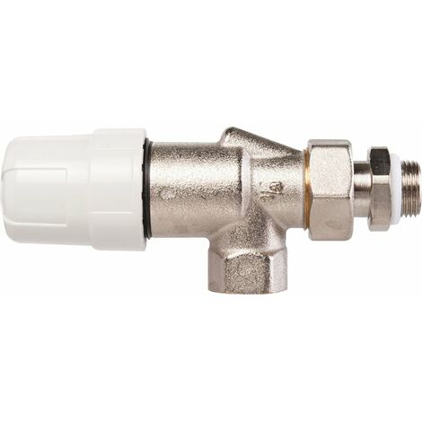 RBM – Corps thermostatique équerre inversé femelle 12x17mm – Raccord RFS – Corps en laiton nickelé – Pmax 1000 kPa – T°max 110°C