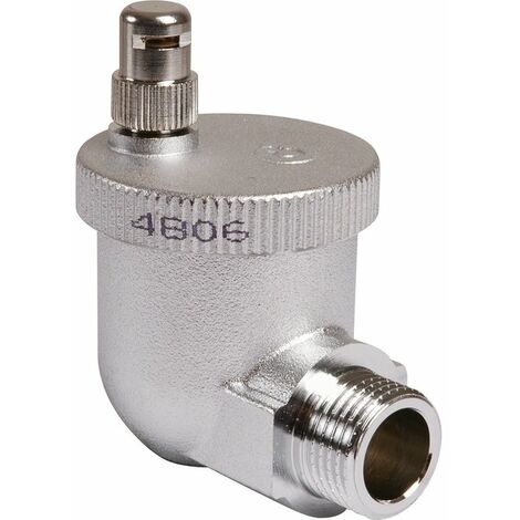Thermador – Purgeur d'air équerre automatique – Filetage mâle 1/2'' – Corps laiton chromé – Compatible radiateurs fonte, acier, aluminium