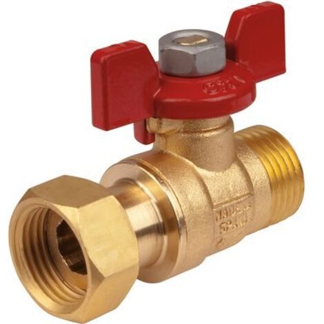 Arco – Vanne papillon mâle-femelle 1/2' – Fixation pour collecteur – Manette papillon rouge – Longueur 60 mm