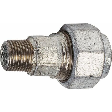 Raccord fonte galva droit à serrage - M 1/2' à serrage - Femelle diamètre 20 mm (1/2)