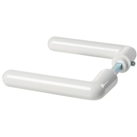 Vachette – Béquille de porte double blanche – Carré 7 mm – Longueur 75 mm – Pour bois dur – Poignée de salle de bain et WC