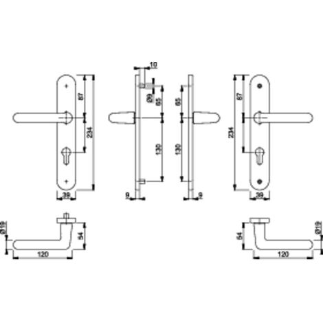 Poignée de porte d'entrée - Cortina - Hoppe Et Cie - Gris argent - Clé I - 195 mm
