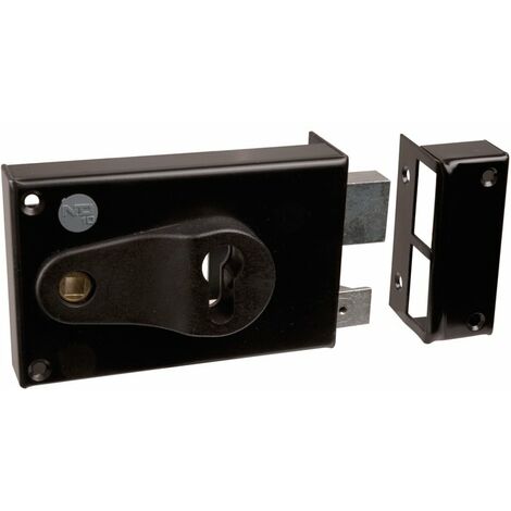 DOM – Serrure multipoint en applique noire – Clé I – Axe réglable 52 à 60 mm – 1 point de verrou – Pour portes d'entrée en acier
