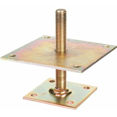 Support poteau réglable 150x150mm – Acier zingué – Hauteur réglable 30 à 150mm – Charge admissible 1595kg – 8 perçages pour fixation – Alberts