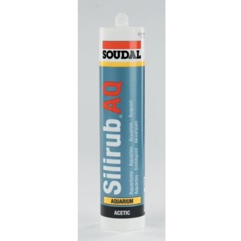Colle silicone transparent spécial aquarium - Silirub aq - Soudal - Cartouche de 310 ml