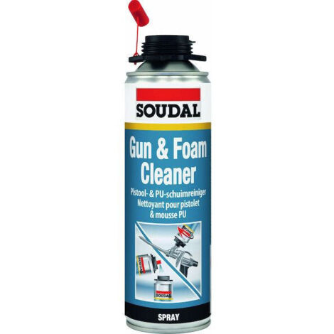 Soudal – Nettoyant mousse pour pistolet PU 500 ml – Élimine taches fraîches de mousse – Nettoyage rapide intérieur et extérieur