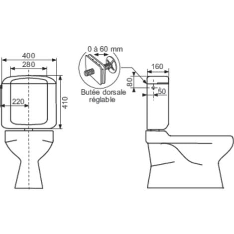 Réservoir WC - REGILUX - Regiplast - Simple débit - Bas