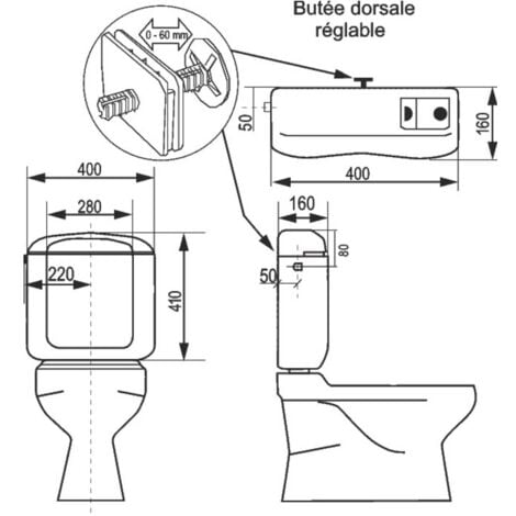 Réservoir WC - REGILUX - Regiplast - Simple débit - Bas