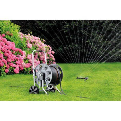 Chariot Dévidoir Claber Metal Gemini - Structure Métal Robuste, Grande Capacité 130m, Idéal Pour Grands Jardins